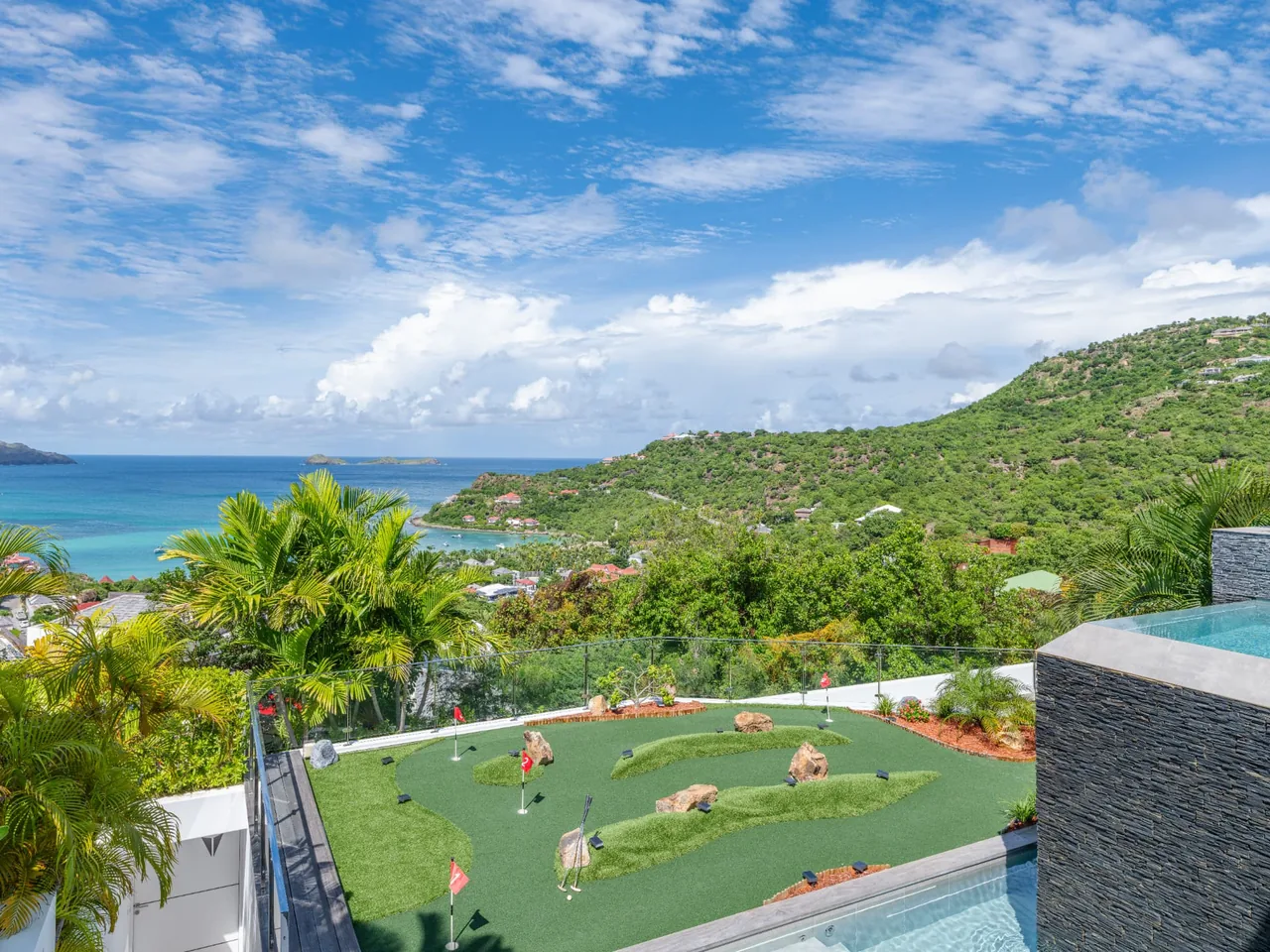 The putting green overlooking the bay